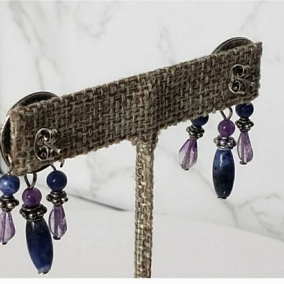 925 Silver Southwestern Style Beaded Earrings - Picture 4 of 5